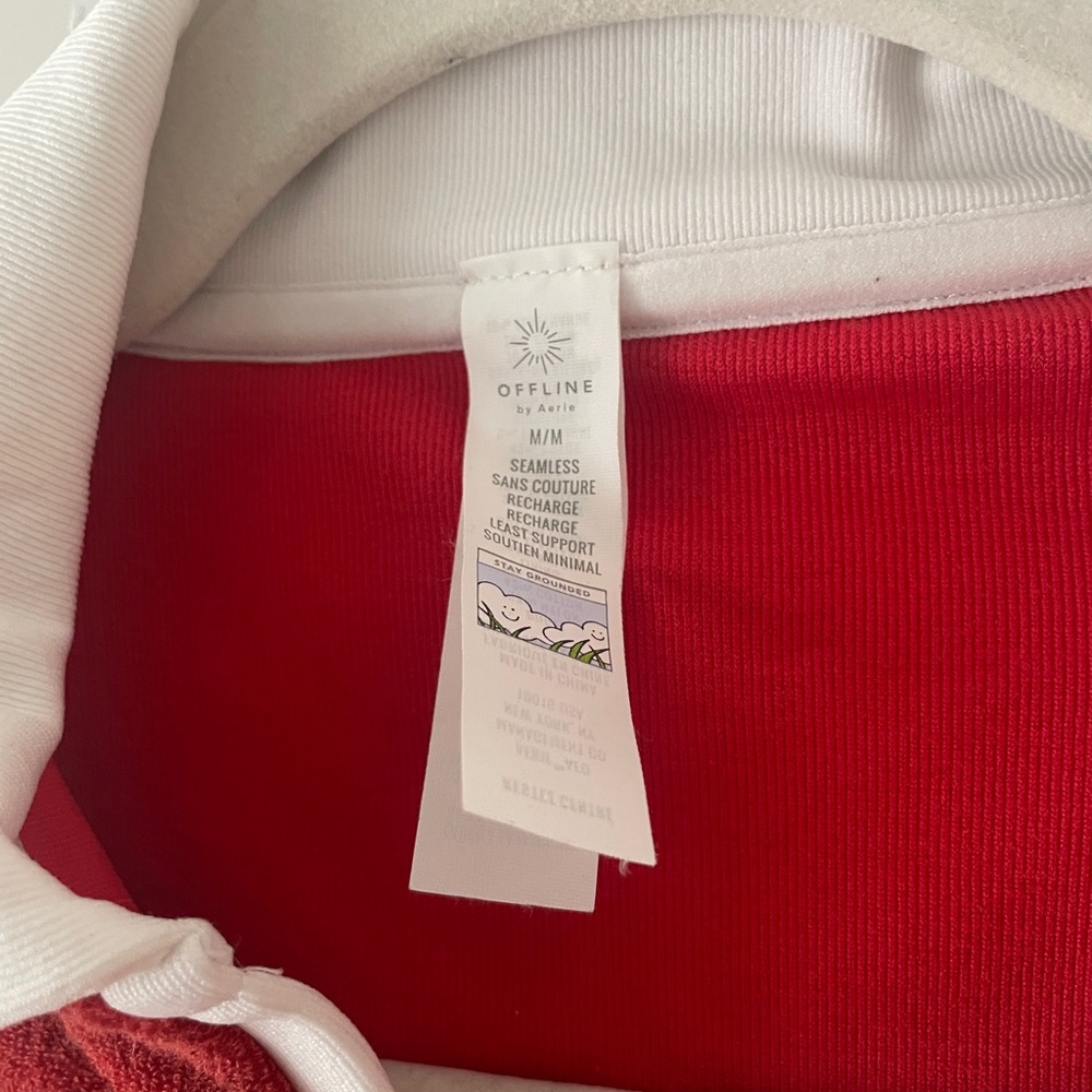 Aerie Red and White Crop Top - Picture 3 of 7